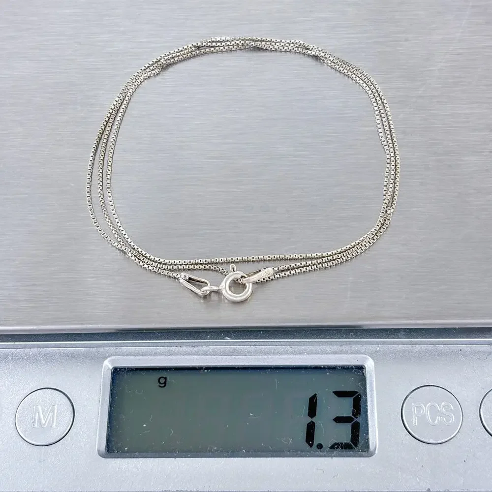 Vintage Italy Sterling Silver 925 Box Link Chain Necklace 18.5